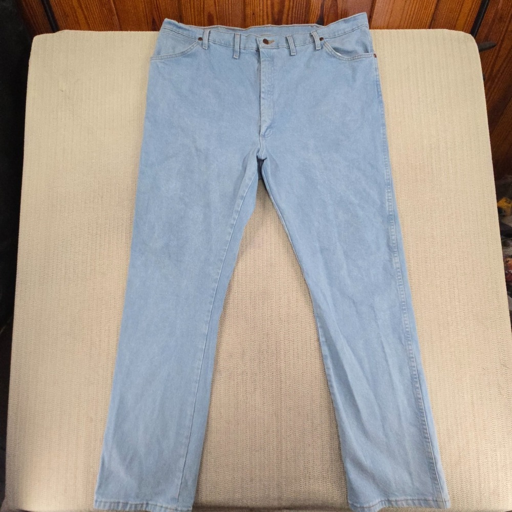 Wrangler Cowboy Cut Jeans Mens 44x34 Blue Original Fit Active Flex Light Denim